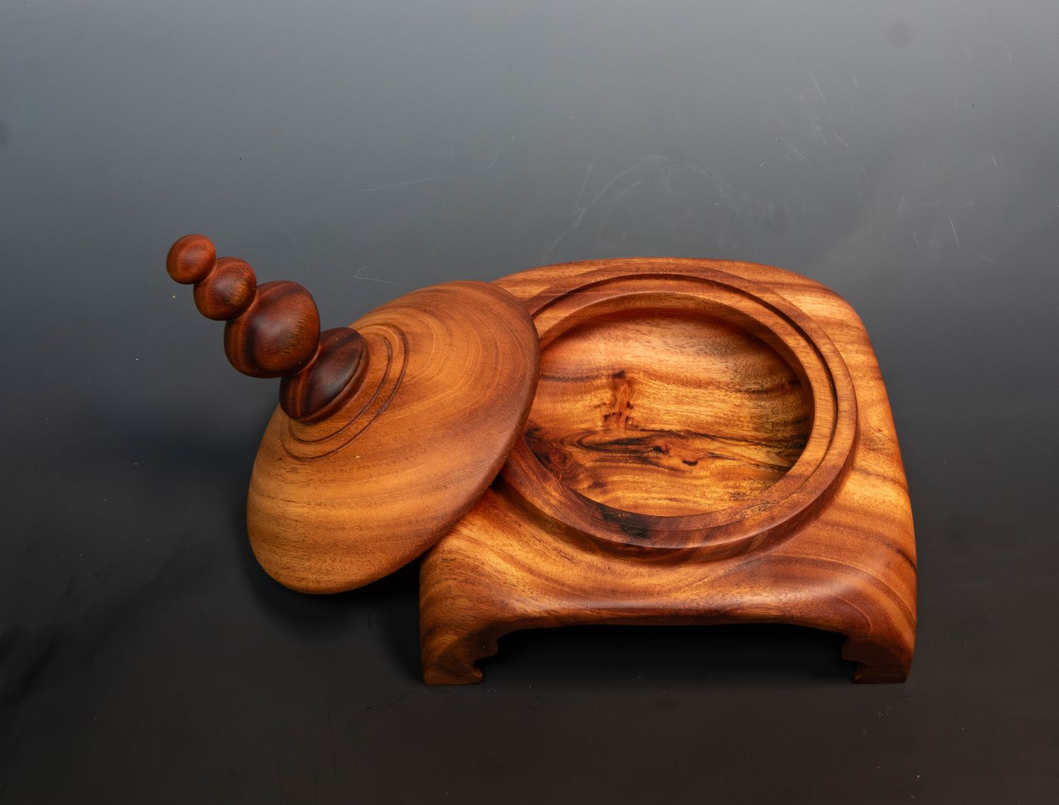 Handcrafted Wood turned Honduras Mahogany Square Box Unique Gift Idea