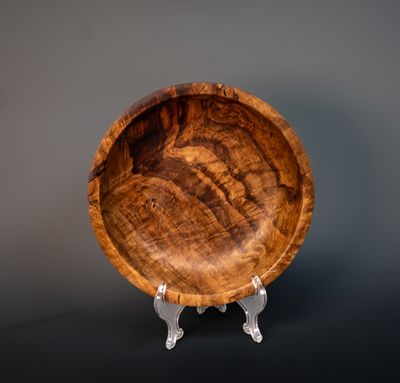 Handcrafted Wood turned Oak Burl Wooden Bowl Plate Handcrafted Wood turned Oak Burl Wooden Bowl Plate