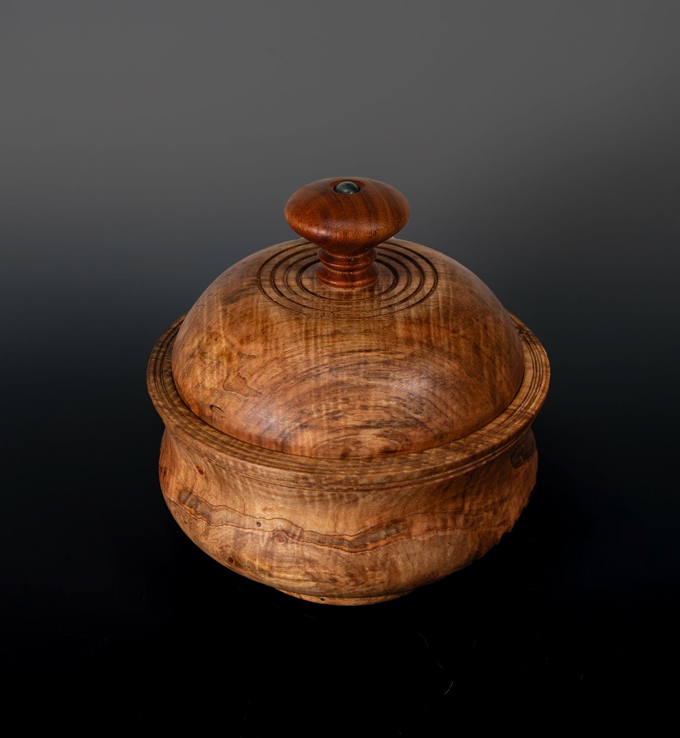 Handcrafted Spalted Maple Lidded Bowl  – Artisan Wood turned Container for Home Decor or Unique Gift