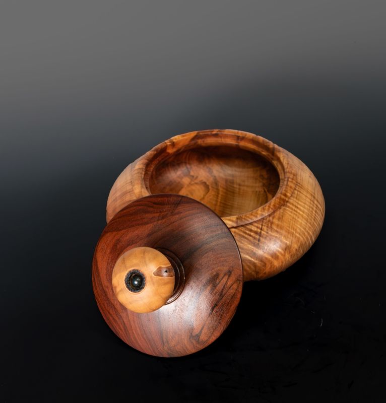 Handcrafted Spalted Maple Lidded Bowl  – Artisan Wood turned Container for Home Decor or Unique Gift