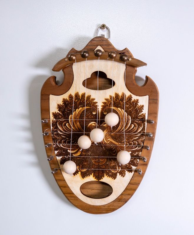 Handcrafted Wooden Door Harp with Laser-Engraved Doves Design