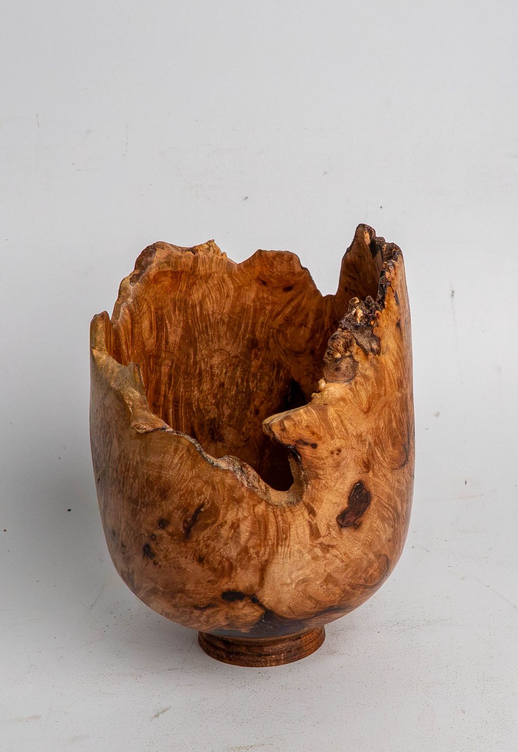 Maple Burl Live Edge Bowl – Hand Turned Natural Edge Wood Bowl, Rustic Burl Sculpture, One of a Kind Wood Art