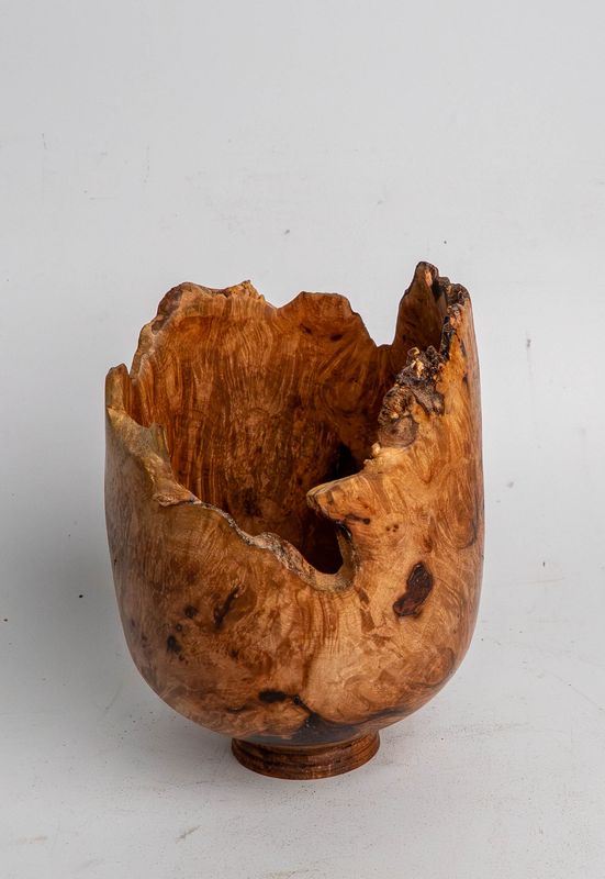 Maple Burl Live Edge Bowl – Hand Turned Natural Edge Wood Bowl, Rustic Burl Sculpture, One of a Kind Wood Art