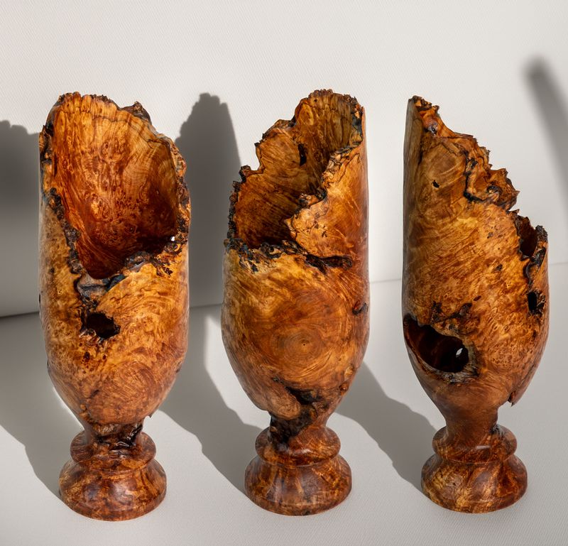 Maple Burl Live Edge Vase – Tall Hand Turned Wood Vessel, Natural Edge Burl Sculpture, Rustic Organic Wood Art, One of a Kind