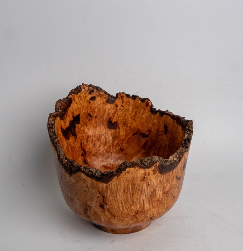 Sculptural Maple Burl Live Edge Bowl – One of a Kind Hand Turned Natural Wood Art, Organic Burl Centerpiece