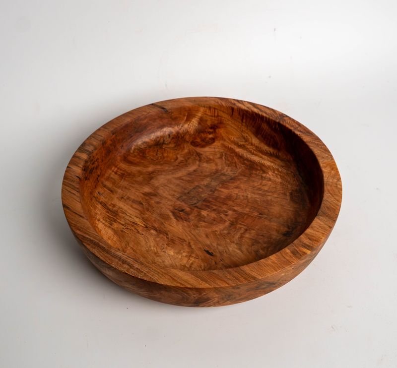 Maple Burl Platter, 11.5-Inch Handcrafted Wooden Plate, One-of-a-Kind Wood Art, Decorative Centerpiece