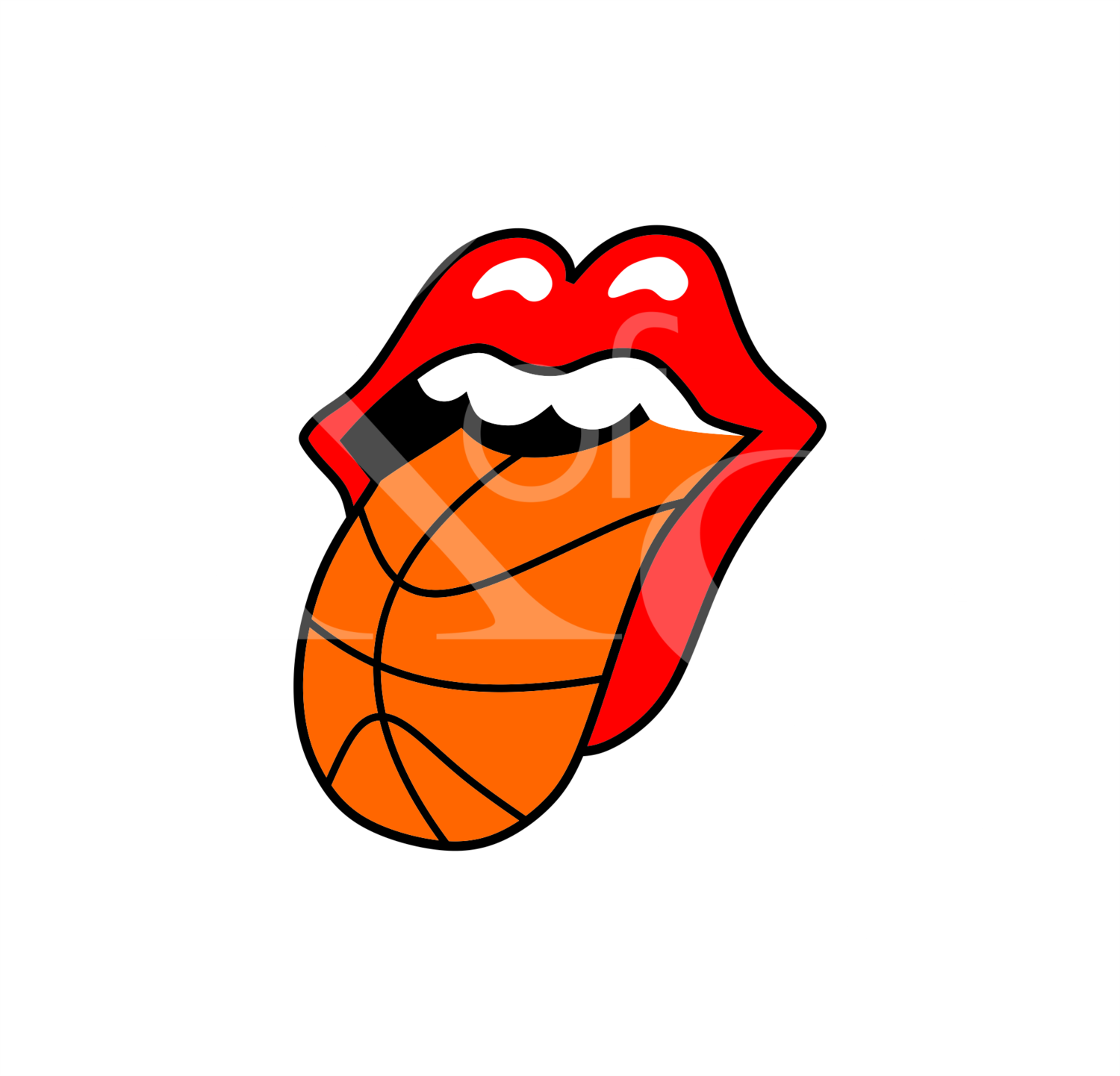 Basketball Luscious Lips with Tongue SVG, Tongue SVG, DXF, Basketball, Cut File, Basketball funny, Iron On, Rolling Stones Svg, Cute Lips,
