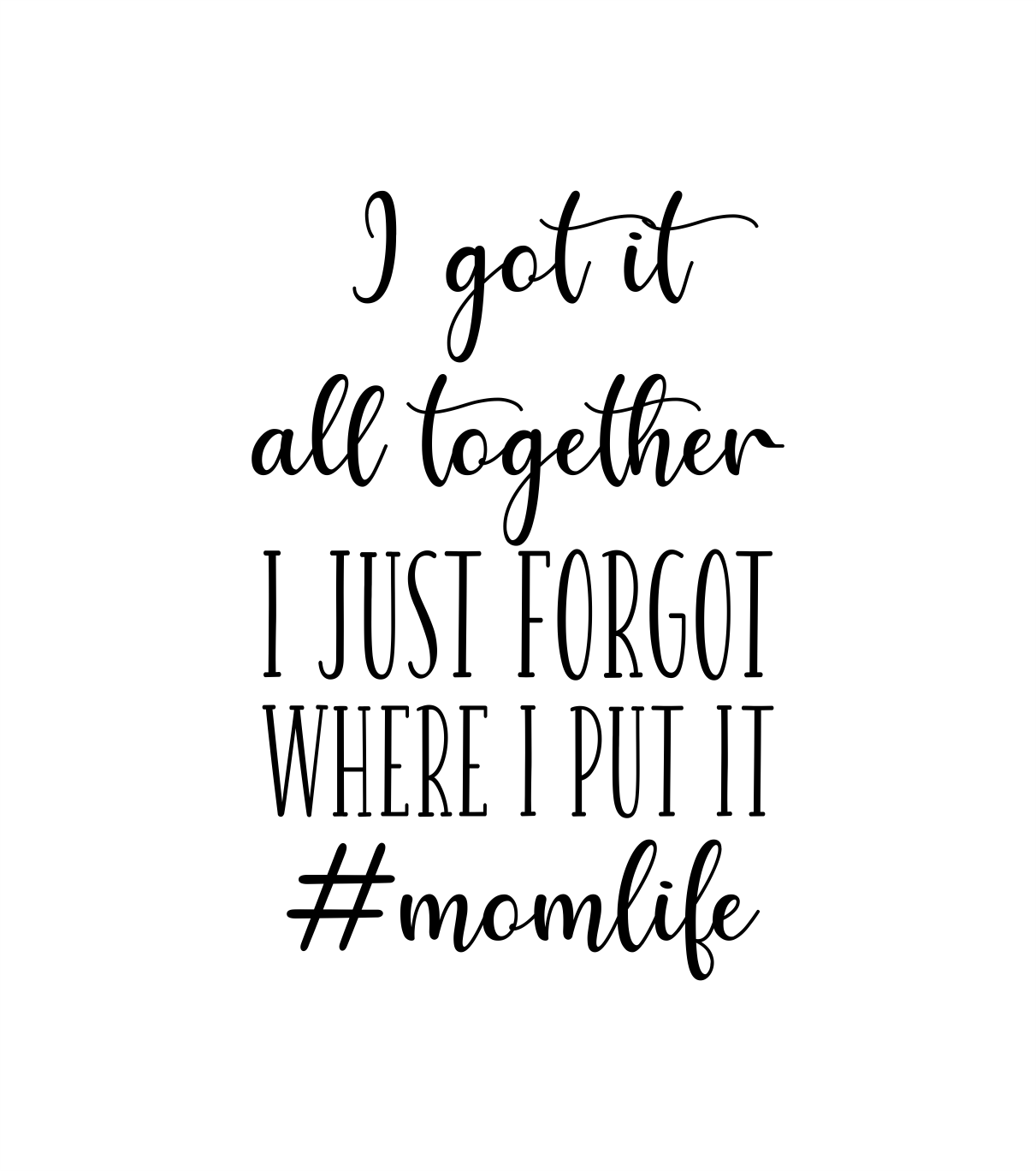 I got it Together I just Forgot Where I put it SVG, Mom Life SVG, Mothers Day Gift, Mom Funny Shirt, Iron On, Mom SVG File for Cricut, Dxf
