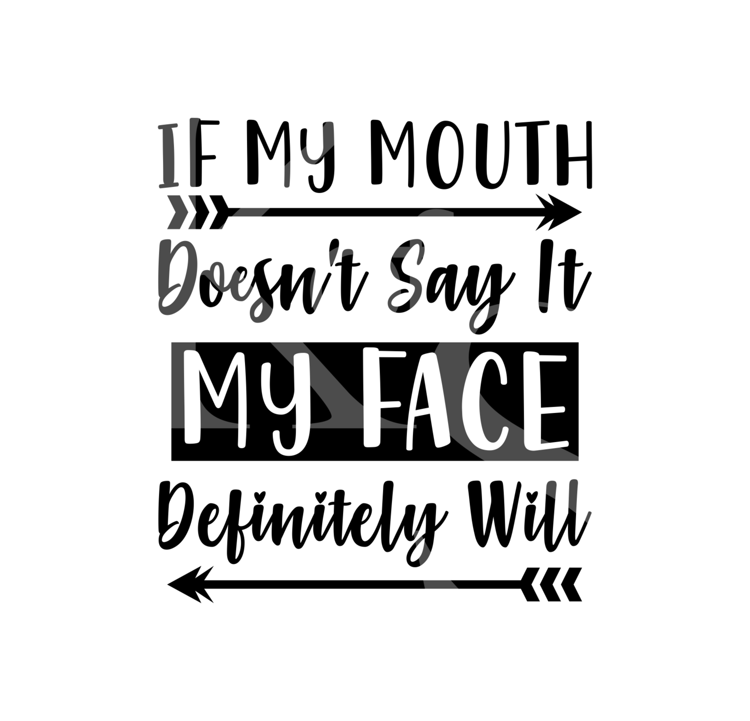 If my Mouth Doesn't Say It, My Face Definitely Will SVG, Funny Quote, Mom life SVG, Funny mom, Mama, Cutting files for use with Silhouette