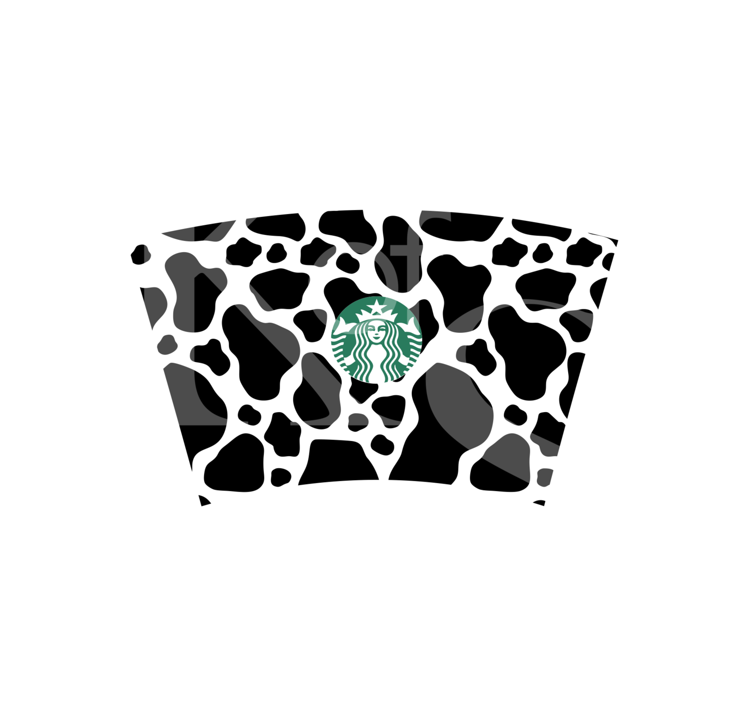 Full 2 Color Cow Print Wrap SVG Template for 24 oz Starbucks Venti Cold Cup, Logo NOT Included, PNG File, Dxf, Custom 24 Oz Cups
