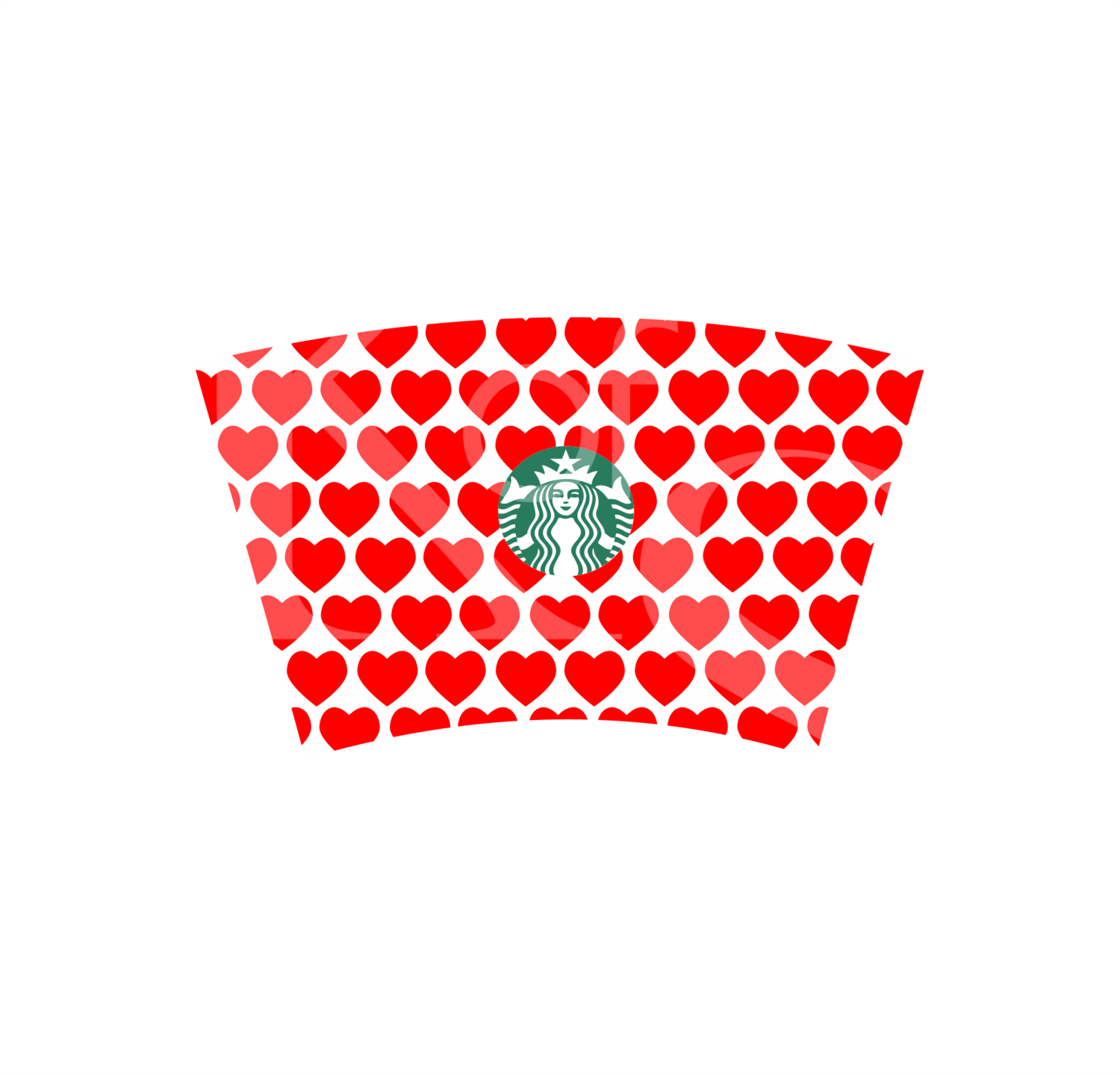 Full 2 Color Hearts Wrap SVG Template for 24 oz Starbucks Venti Cold Cup, Logo NOT Included, PNG File, Dxf, Custom 24 Oz Cups