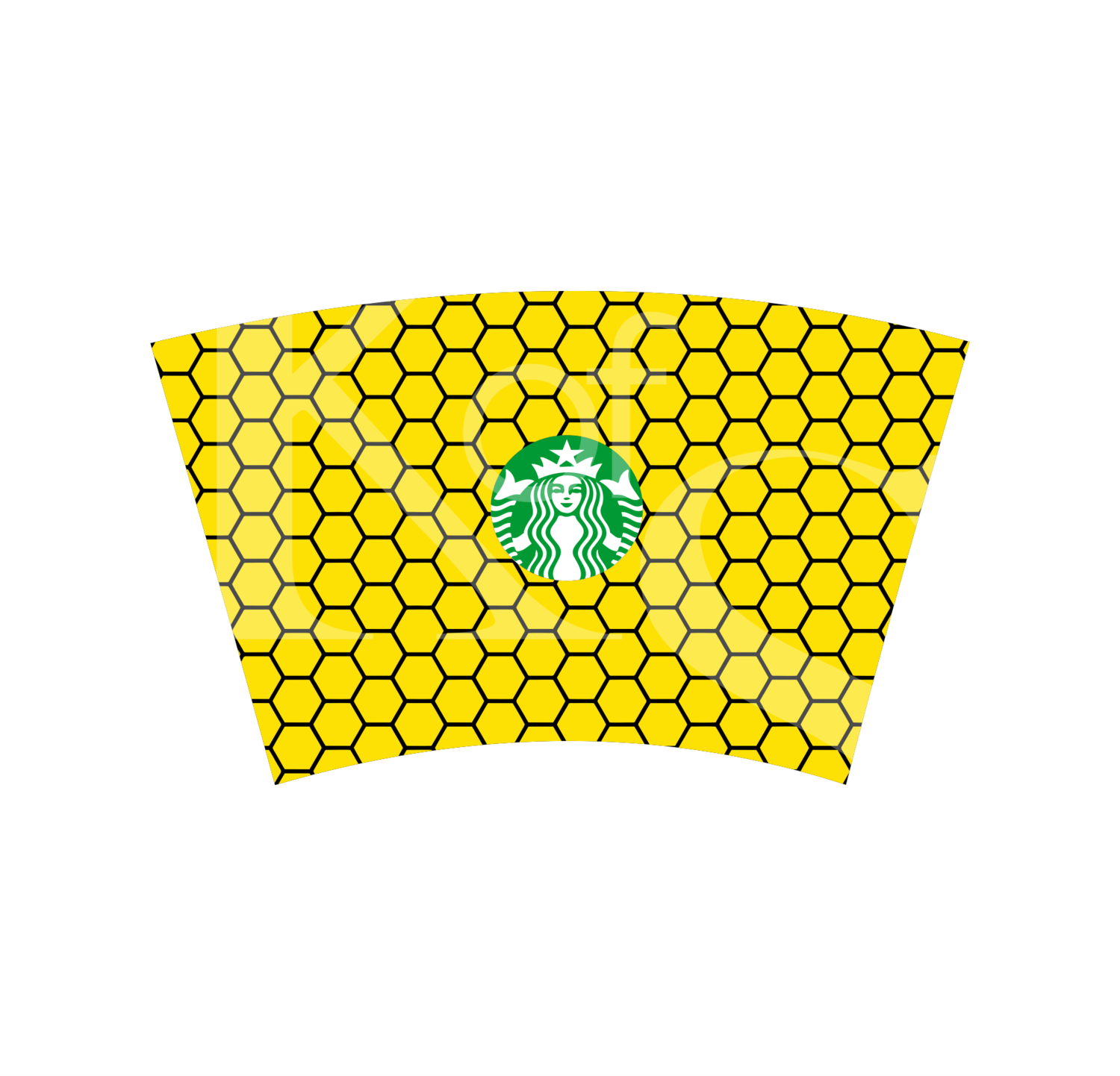 Full 2 Color Honey Comb Print Wrap SVG Template for 24 oz Starbucks Venti Cold Cup, Logo NOT Included, PNG File, Dxf, Custom 24 Oz Cups
