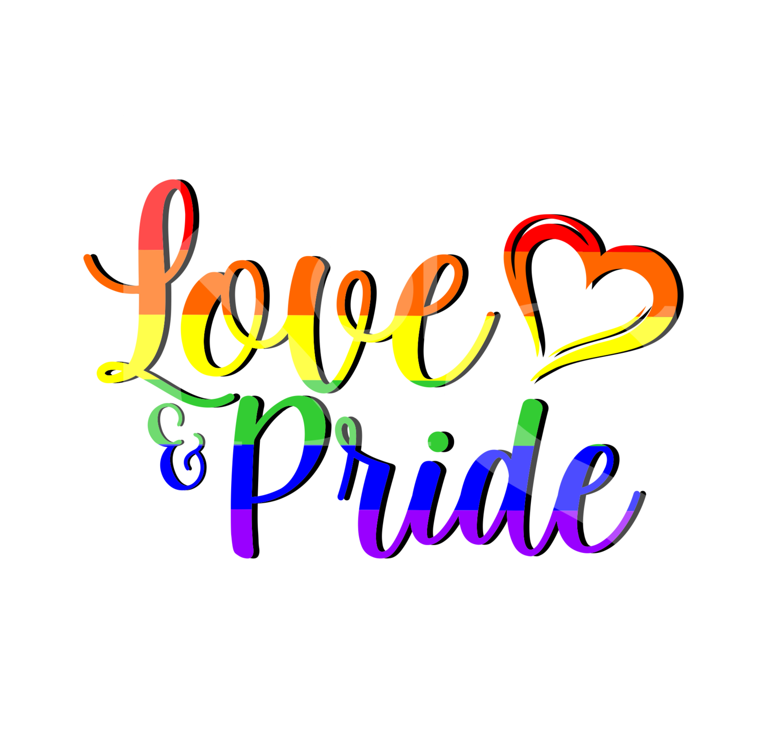 Love and Pride Svg, Love and Pride Rainbow Script Svg, Equality Svg, Cute Svg, Gay Pride Svg, Heart Svg, Lgbqt Svg