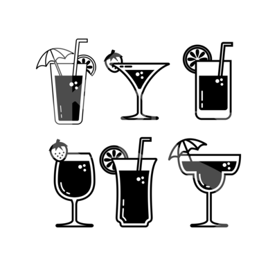 Cocktail Bundle SVG, Martini SVG, Daquiri Svg, Margharita Svg, Sex on the Beach Svg, Drinking Svg, Mojito Svg, Alcohol Glasses Svg