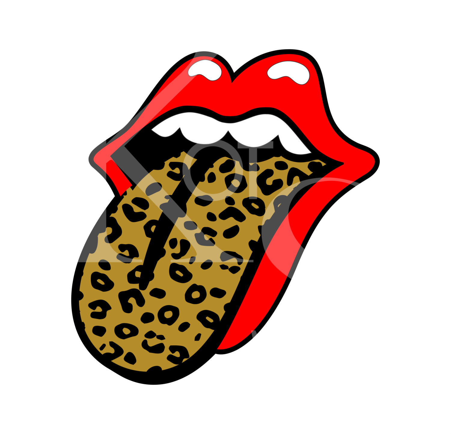 Luscious Lips With Leopard Tongue SVG, Red Lips svg, Rock Band T-shirt svg, Stones svg, Decorative svg, Cut File Cricut, Silhouette