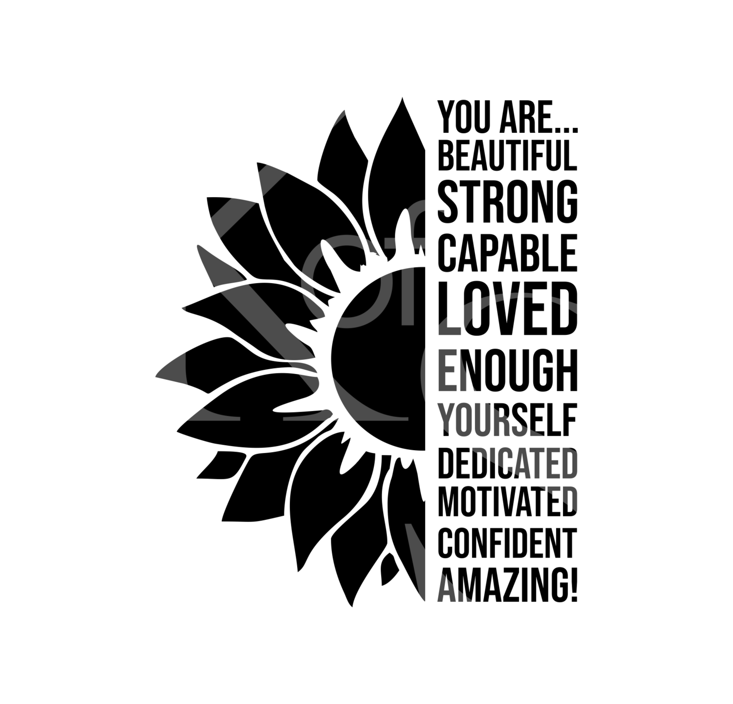 Inspirational Sunflower SVG, You are Beautiful SVG, Motivational Quotes Svg, Positive Quotes Svg, Cute Svg, Good Vibes Only Dxf, Cut File for Silhouette, SVG for Cricut