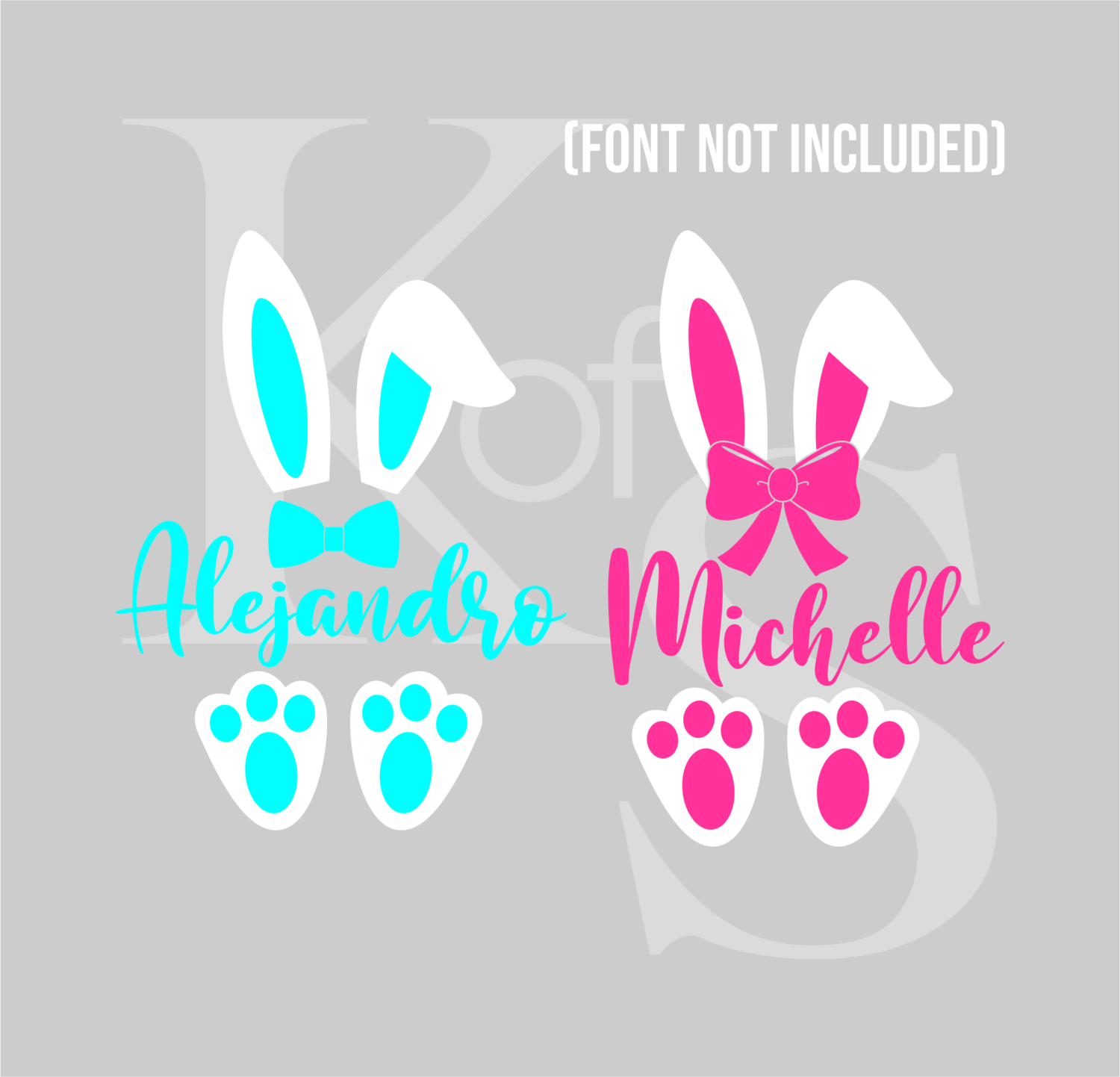 Easter Bunnies SVG, Love Bunnies SVG, Monogram Bunnies SVG, Custom Bunnies (Font Not Included)