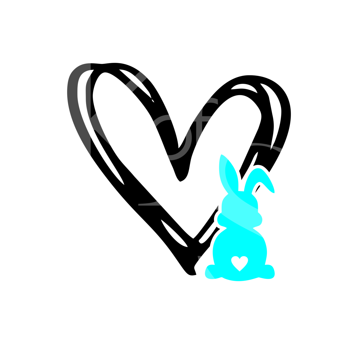 Bunny Heart  SVG, Easter SVG, Cute Easter Svg
