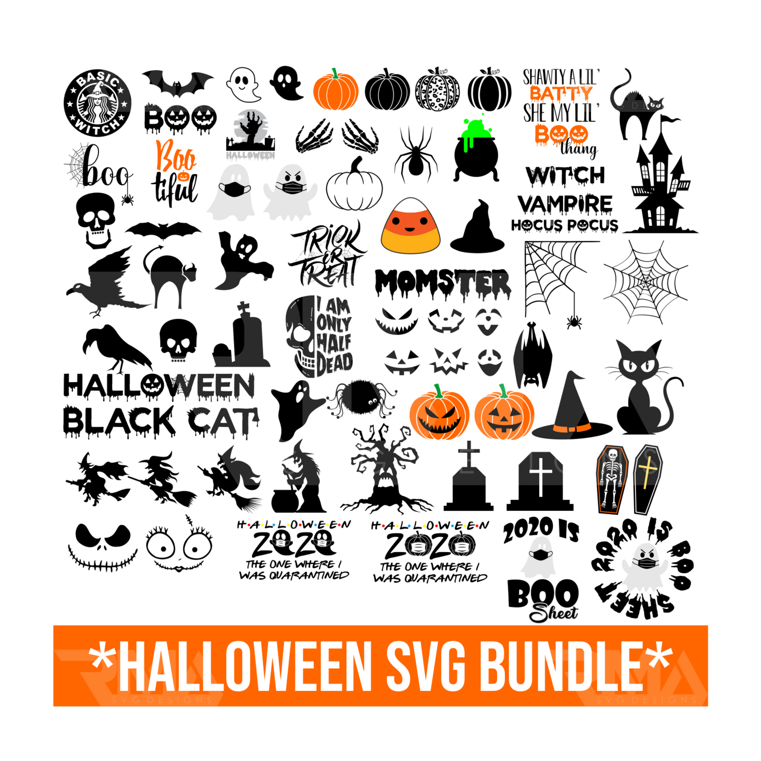 Halloween Bundle SVG, Halloween SVG Designs, Pumpkin Svg, Black Cat, Witch Svg