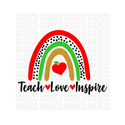 Teach Love Inspire Boho Rainbow SVG
