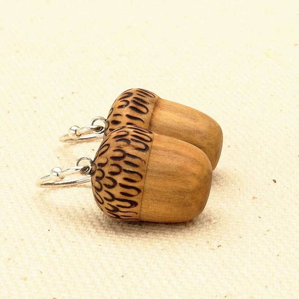 Acorn Earrings with Stirling Silver Hooks