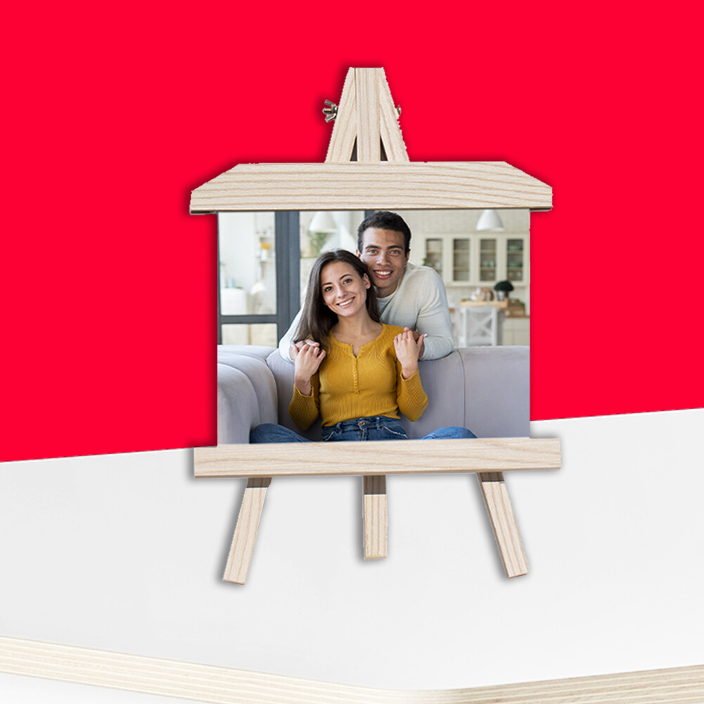 Wooden Easel Stand+Photo on Aluminum Panel-New Trend In The City