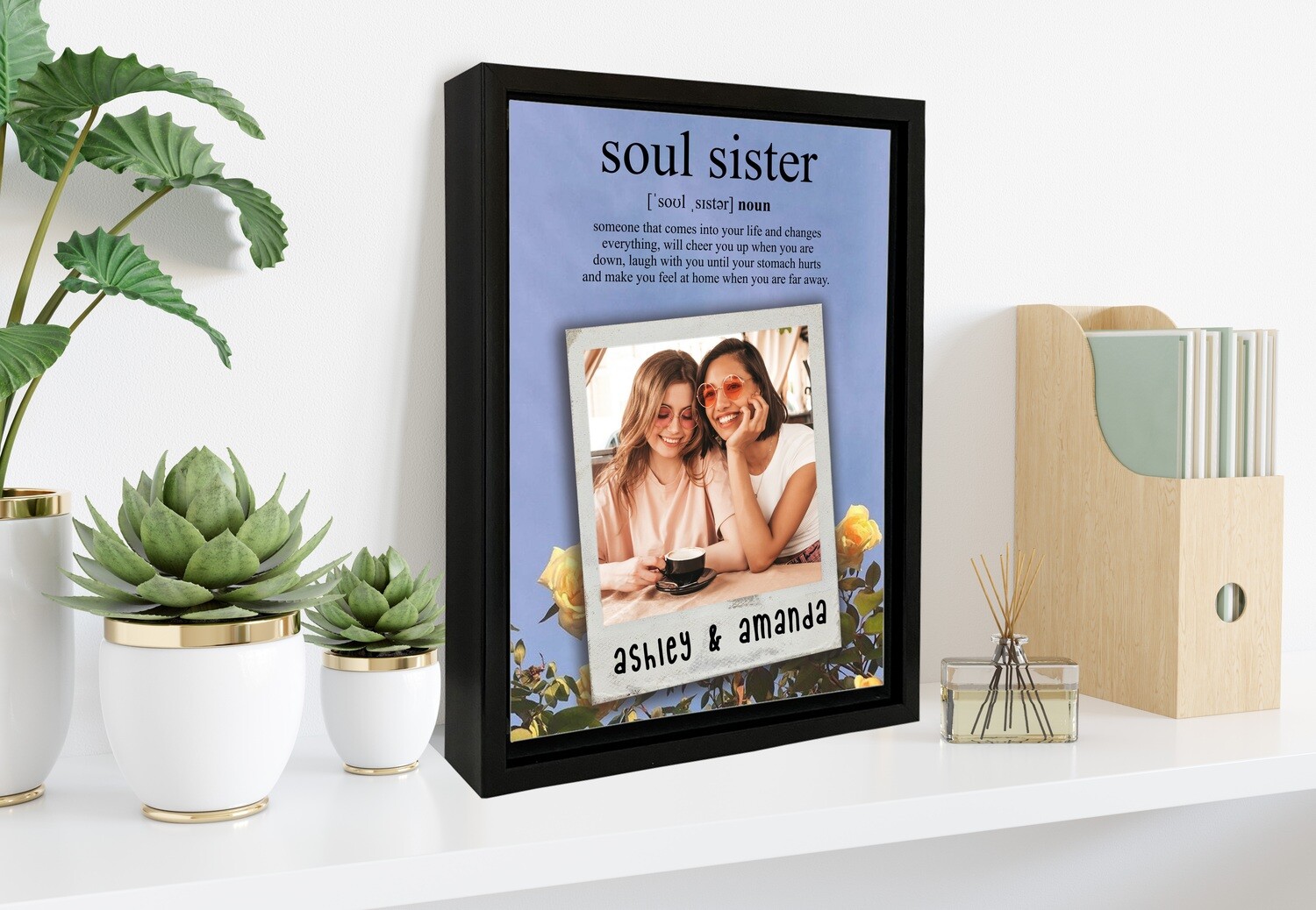 Soul Sister Gift|Best Friend Photo Gift| Personalised Box Photo Frame | Custom Best Friends Photo Printed On Aluminum