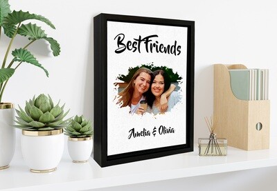 Portrait From Photo|Custom Water-Colour Print| Personalised  Box Photo Frame | Custom Best Friends Photo Printed On Aluminum