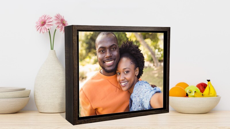 Desktop Box Frame+Photo on Aluminum Panel- Wood or Black Colour