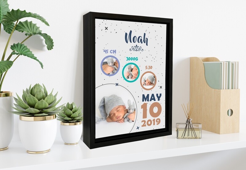 Baby Boy Birth Announcement| Newborn Announcement| Personalised Baby Print| Birth Stat Print Photo Frame |Custom Photo Printed On Aluminum