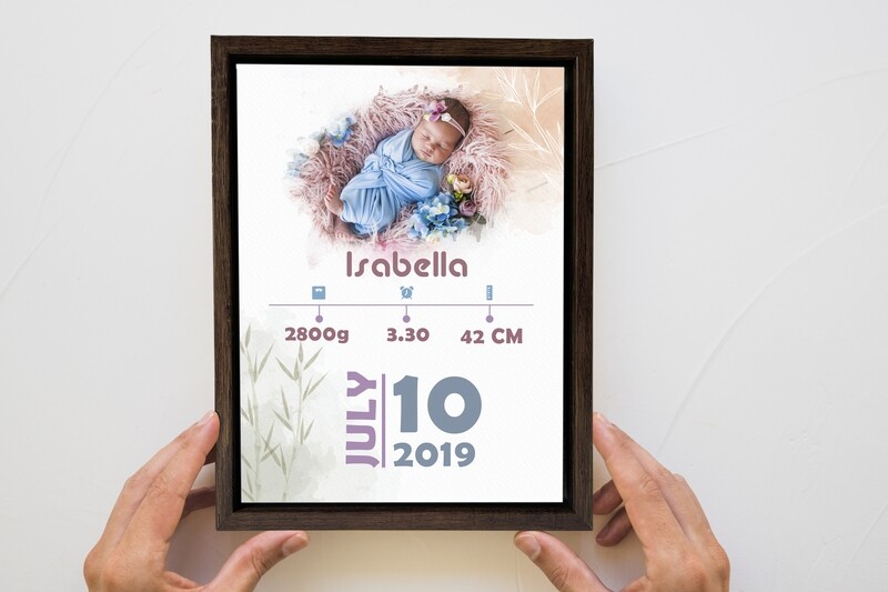 Newborn Announcement| Personalised Baby Print| Birth Stat Print Photo Frame |Custom Photo Printed On Aluminum