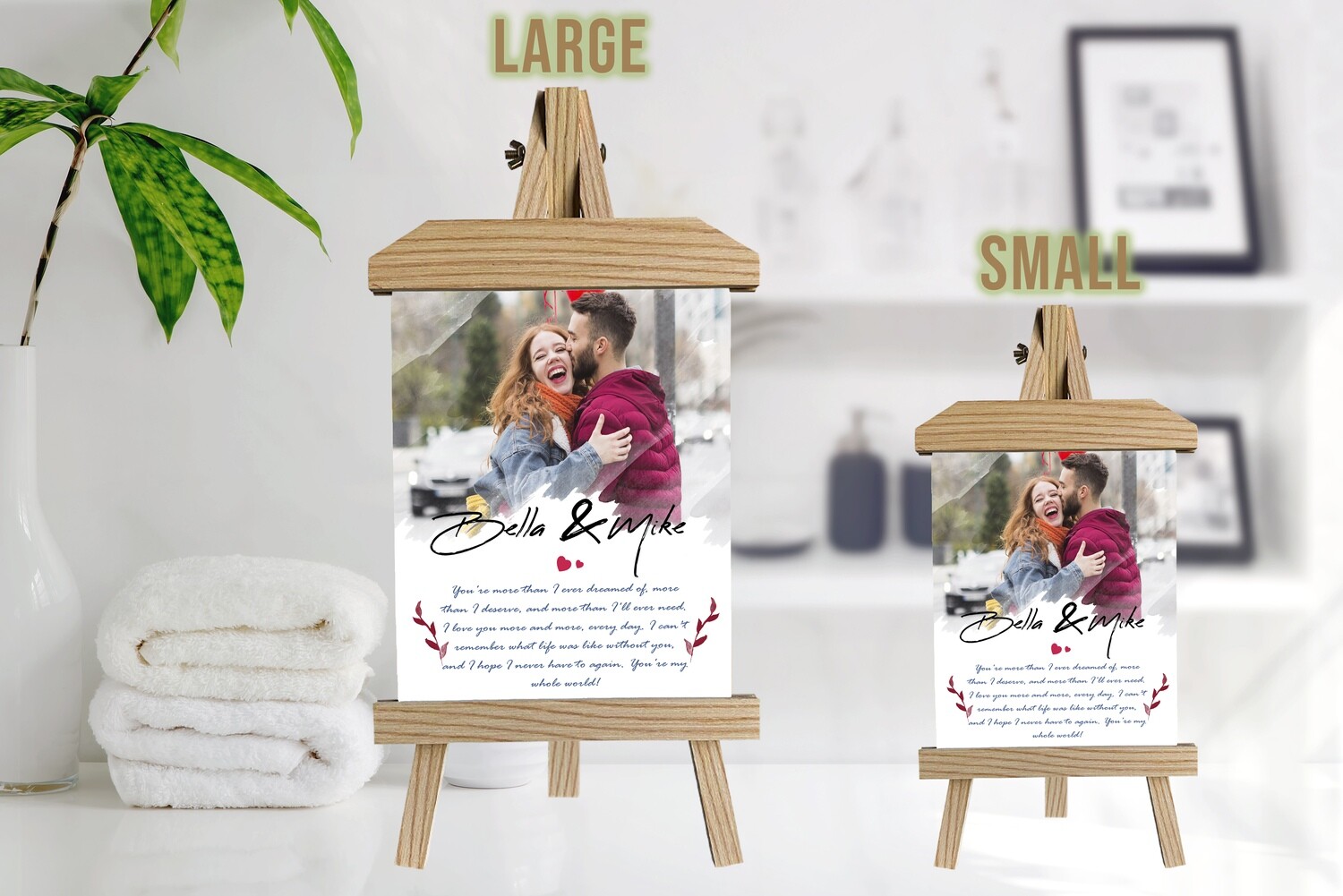 Personalized Gift For Him|Personalised Couple Photo Printed On Aluminum |Anniversary Gift For Him| Gift For Couple|Wooden Easel Frame