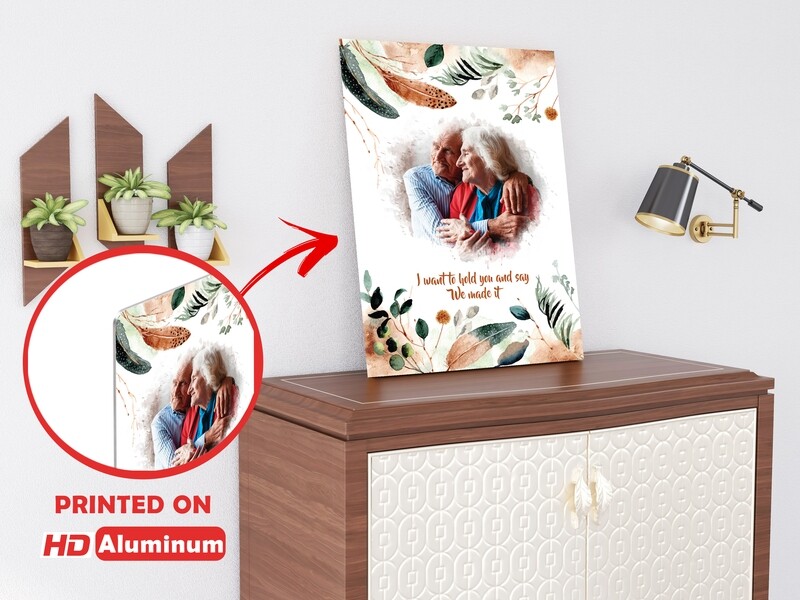 Anniversary Gift For Parents| 5oth Anniversary Couple Portrait | Anniversary Gift Printed on HD Aluminium Panel | Ready To Hang Metal Print