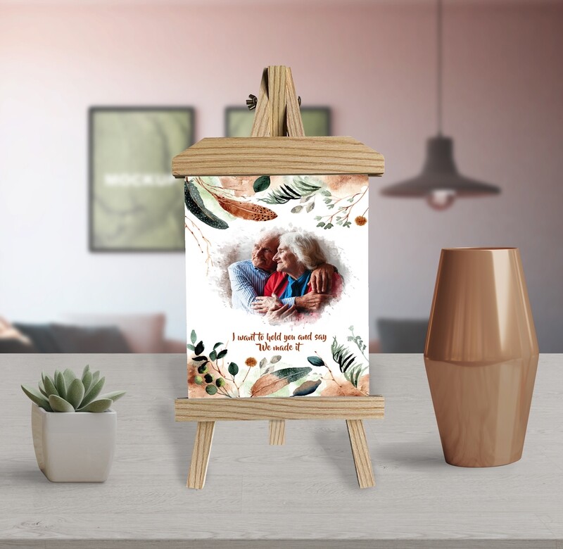 25th Anniversary Gift Photo Frame|Personalised Couple Photo Printed On Aluminum |Anniversary Gift For Him| Gift For Couple|Wooden Easel Frame