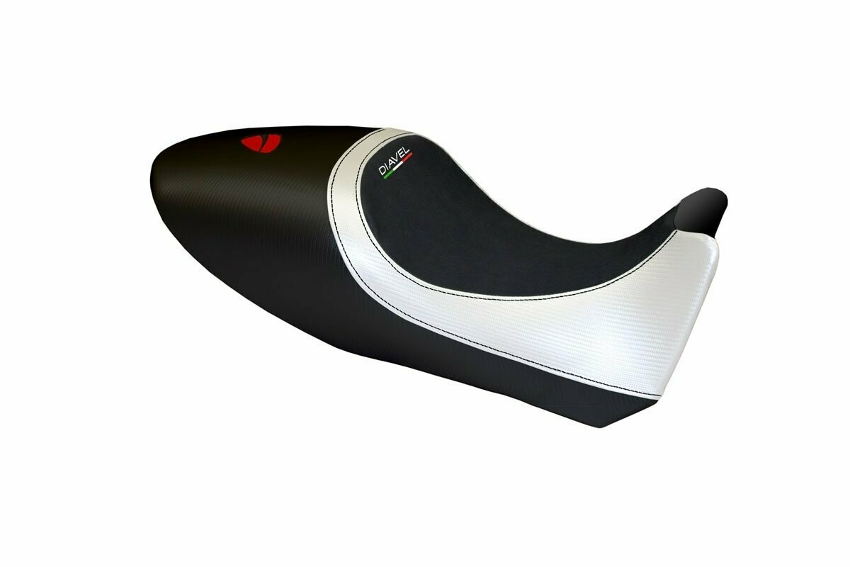 Design-Sitzbezug DUCATI DIAVEL (10-13) arezzo carbon weiß