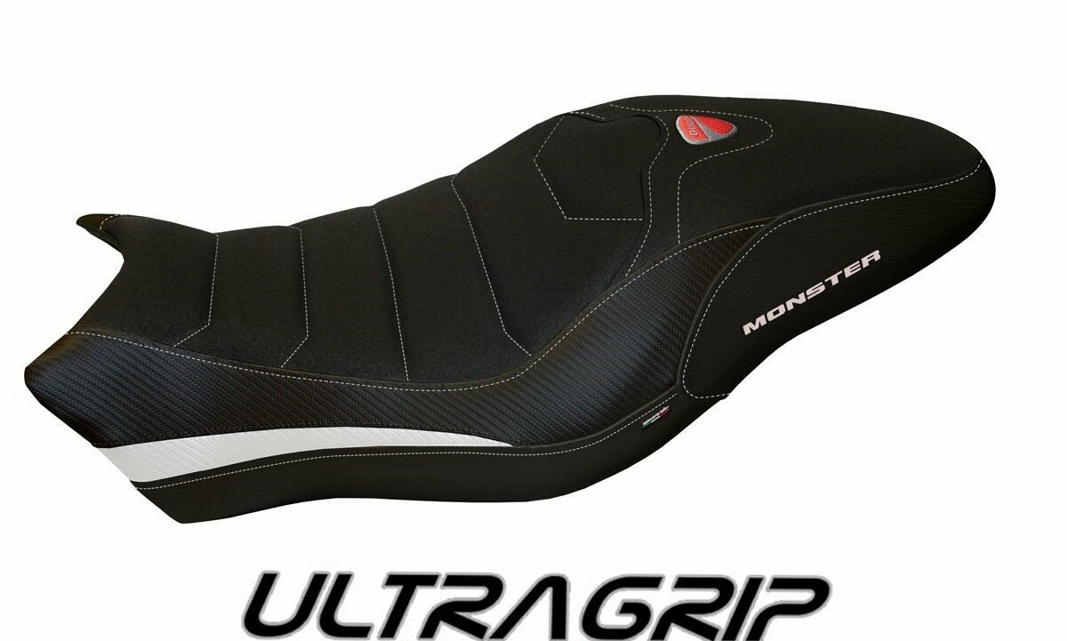 Design-Sitzbezug DUCATI MONSTER 821 ab 2018, ultragrip piombino 2 weiß