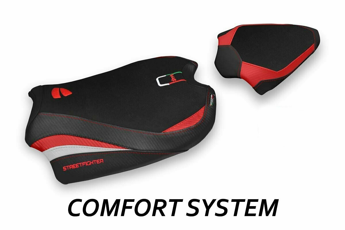 Design-Sitzbezug DUCATI STREETFIGHTER V4, CS albena rot grau