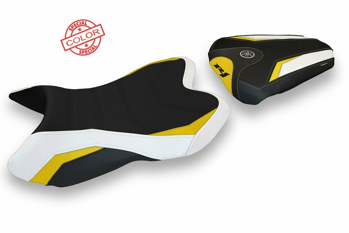 Design-Sitzbezug YAMAHA R1(07-08), lure spezial weiß gelb