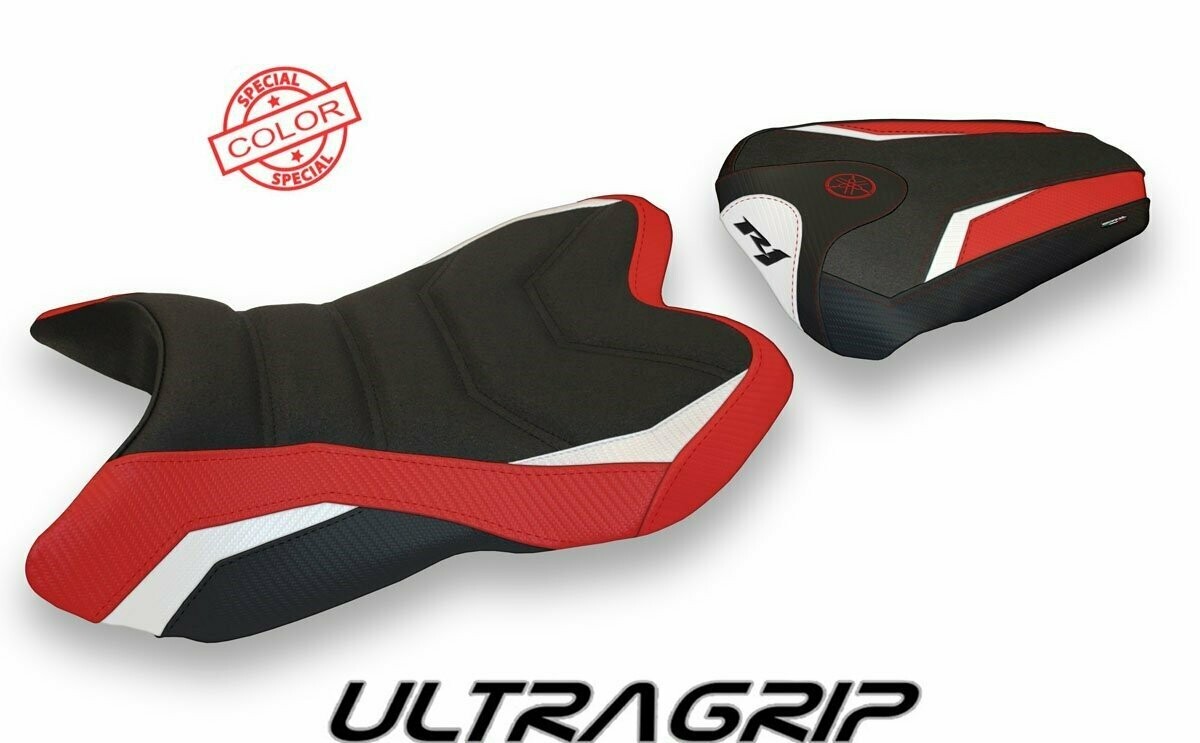 Design-Sitzbezug YAMAHA R1(07-08), ultragrip habay spezial rot weiß