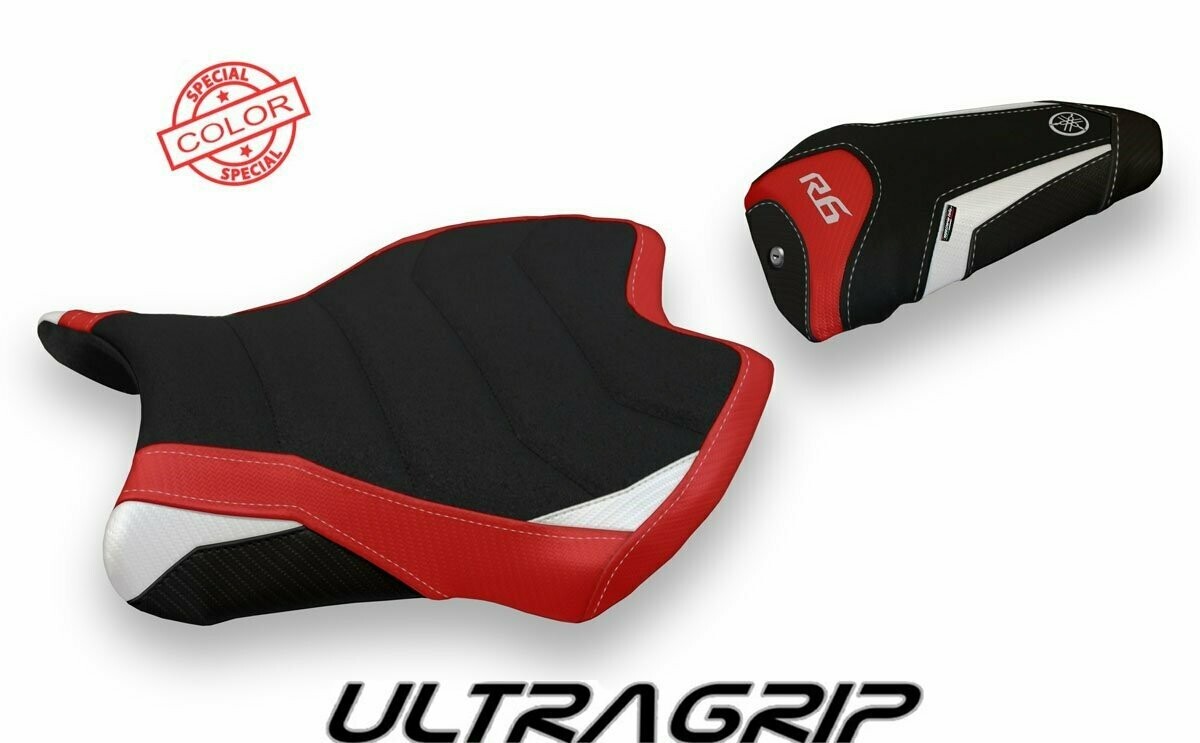 Design-Sitzbezug YAMAHA R6(17-19), ultragrip helsinki spezial rot weiß