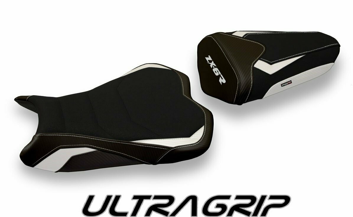 Design-Sitzbezug KAWASAKI NINJA ZX-6R(13-18), ultragrip pune 2 weiß