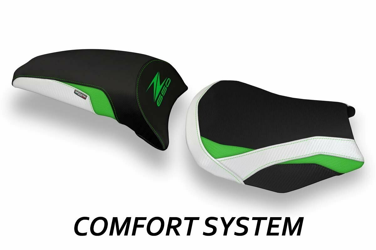 Design-Sitzbezug KAWASAKI Z 650, CS vergato spezial weiß grün