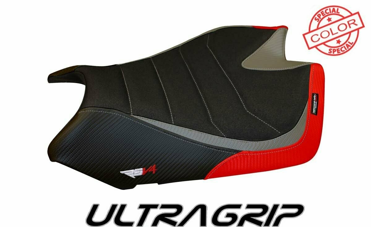 Design-Sitzbezug APRILIA RSV 4 (09-19), ultragrip barrie spezial rot grau