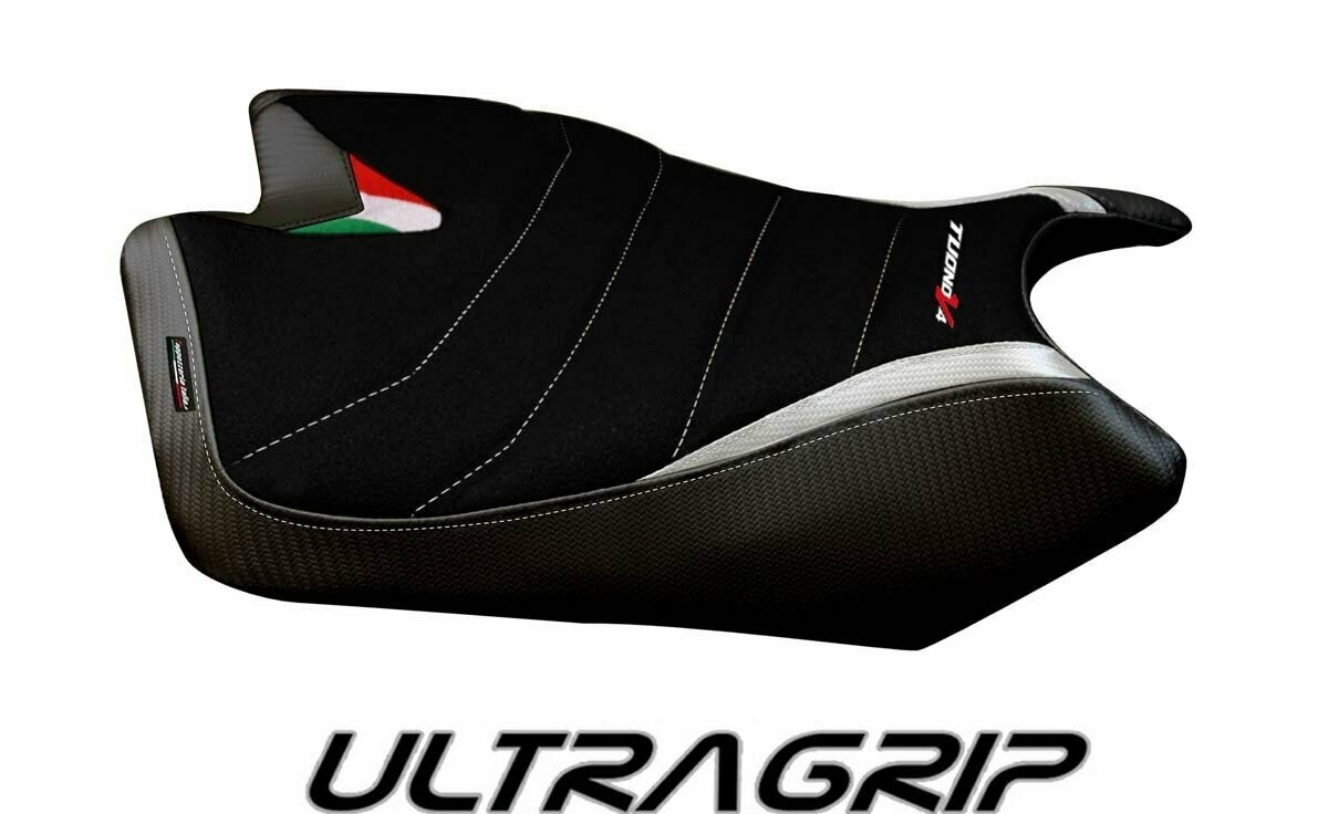 Design-Sitzbezug APRILIA TUONO V4(11-19), ultragrip lizard silber