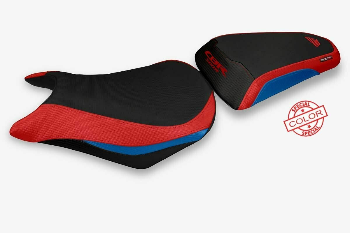 Design-Sitzbezug HONDA CBR 500R (12-16), mistretta spezial rot/blau