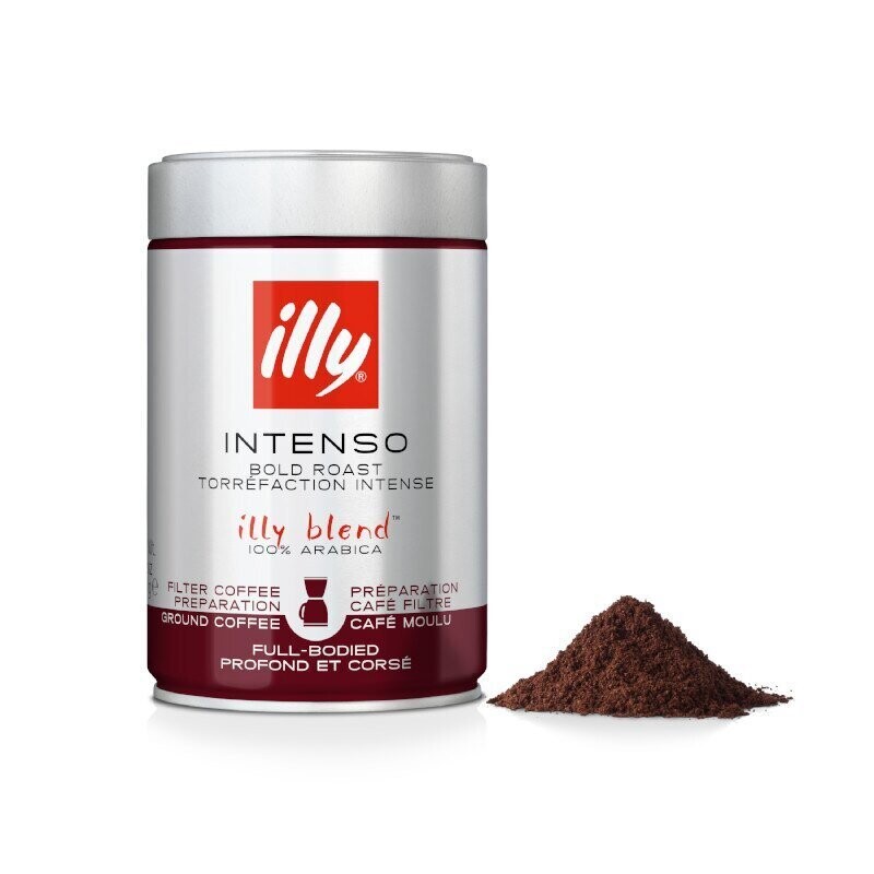 Café Molido Filtro Illy INTENSO lata 250 gr. Pack 6 latas x 250 gr.