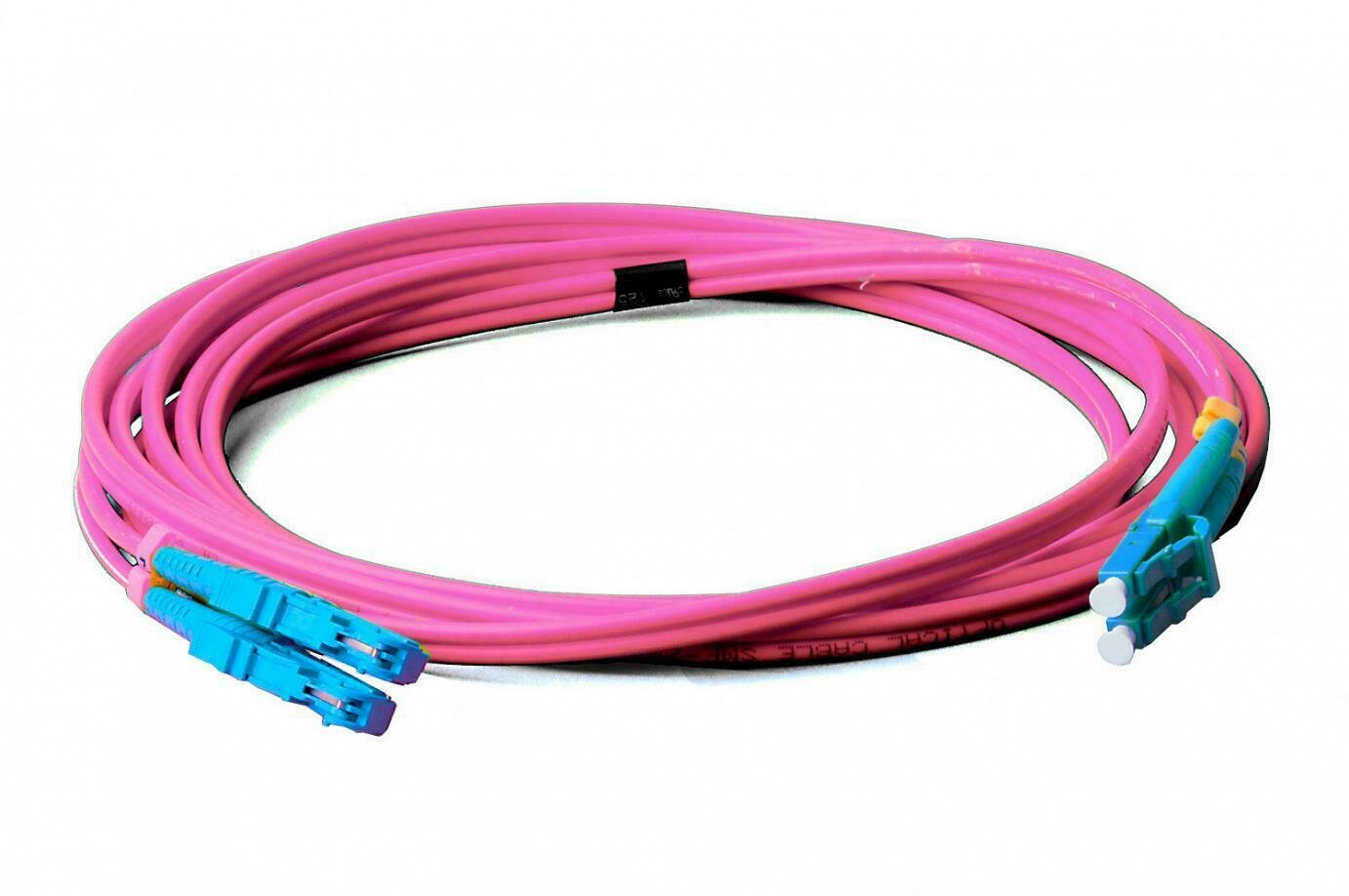 5m E2000/UPC-LC/UPC Duplex Multimode OM4 50/125 Lichtwellenleiter