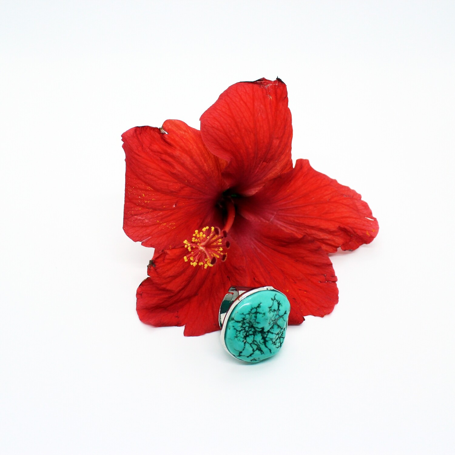 Silver Turquoise Adjustable Ring