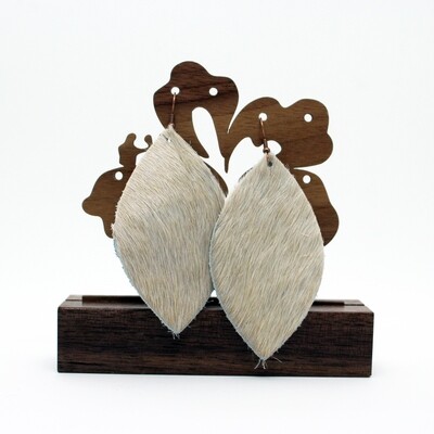 Ivory Brindle Oval Leather Earrings