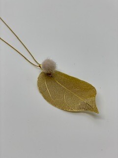 Pom Pom Leaf Necklace